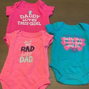 3 daddy dedicated bodysuits. Size nb & 3 months.